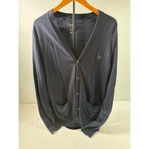 Chaps Mens Navy Blue Cotton Cashmere Blend Button Front Cardigan Sweater Large